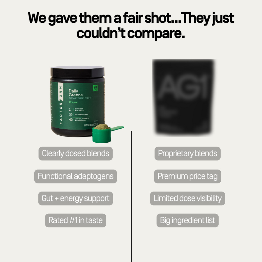 Comparison chart between Daily Greens and other products